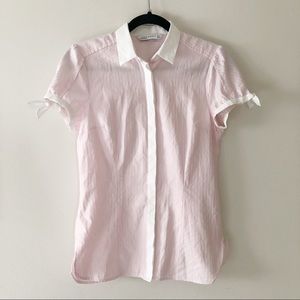 Zara Pink Pin Stripe Puffed Sleeve Button Down